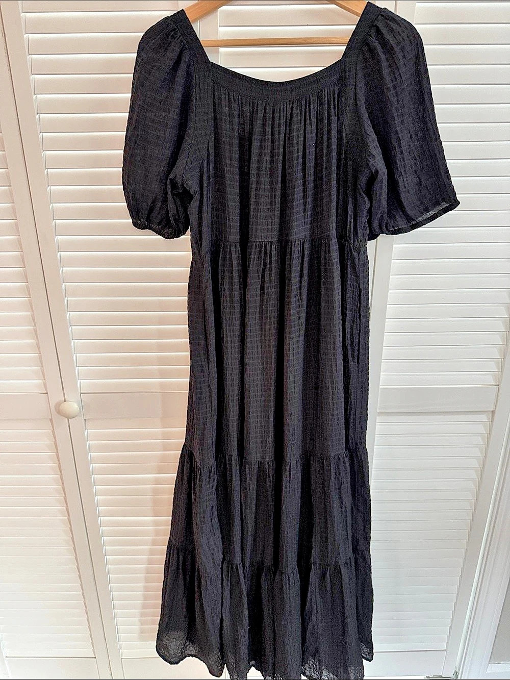 Anthropologie Black Tiered Maxi Dress